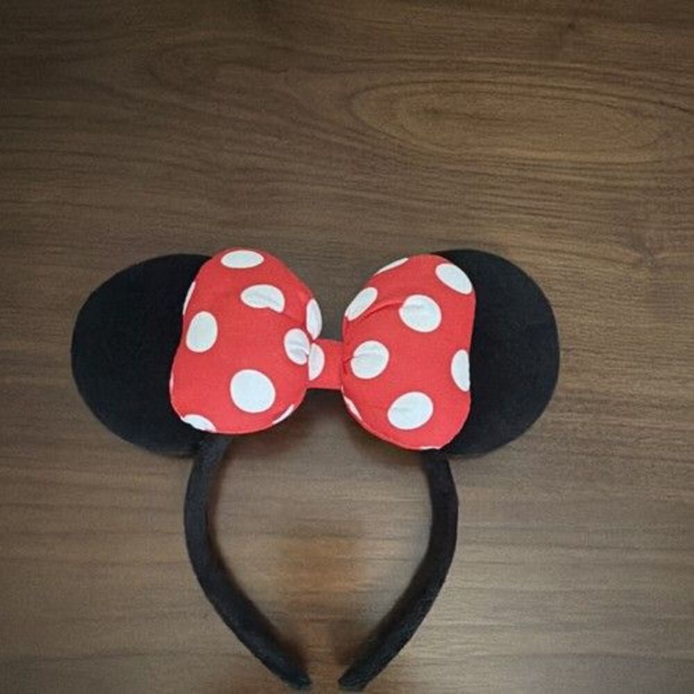 MINNIE MOUSE Red  White Polka Dot PUFFY  BOW Ears Headband  Costume No Logo